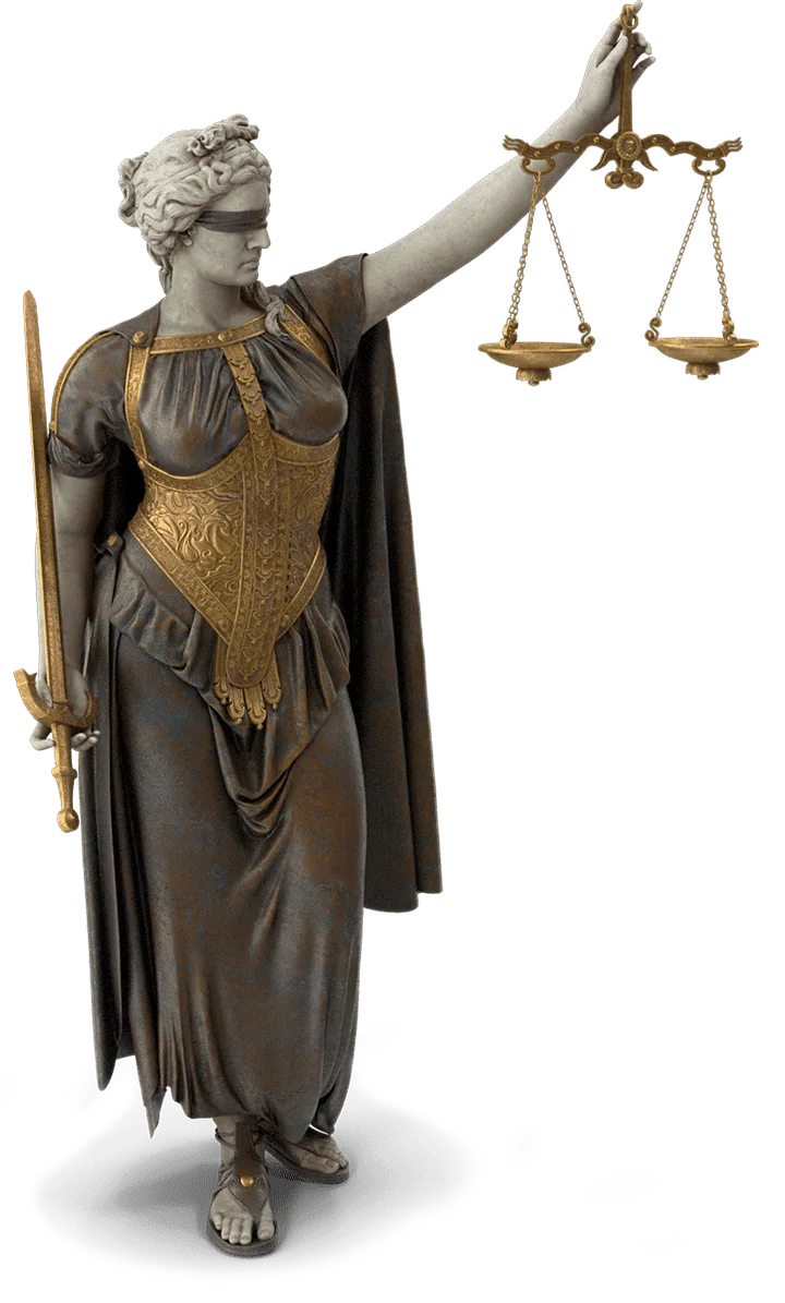 Statue der Justitia, die die Waage der Gerechtigkeit hält